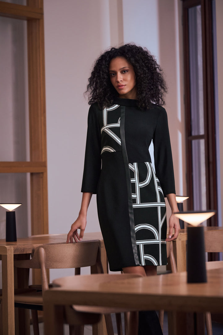 Jacquard Geometric Color Block Dress Style 263075