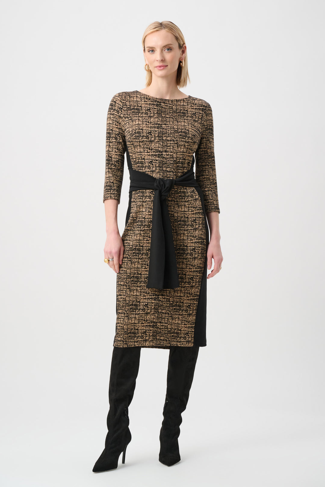 Abstract Jacquard Knit Sheath Dress Style 263076