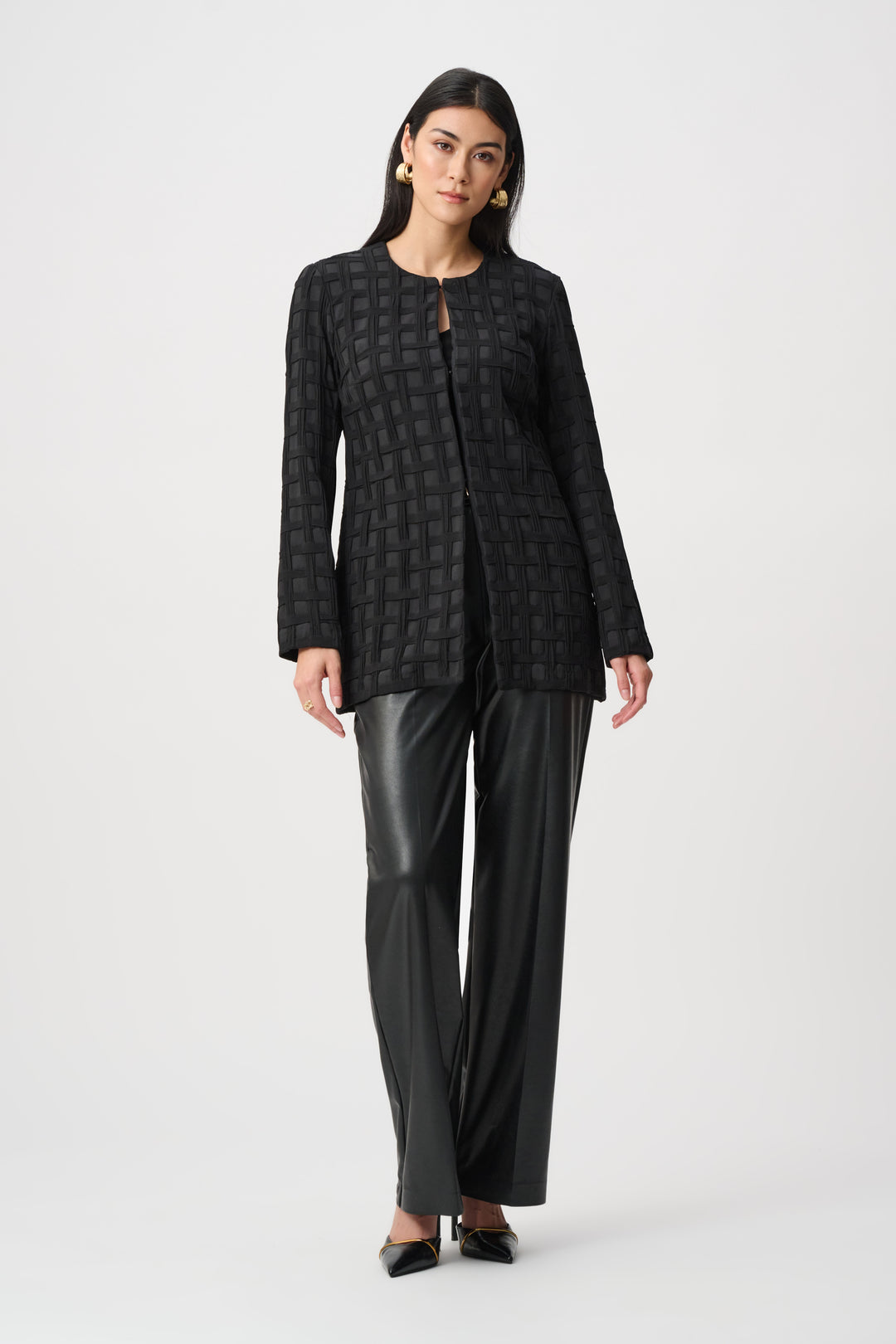 Textured Jacquard Collarless Jacket Style 263083
