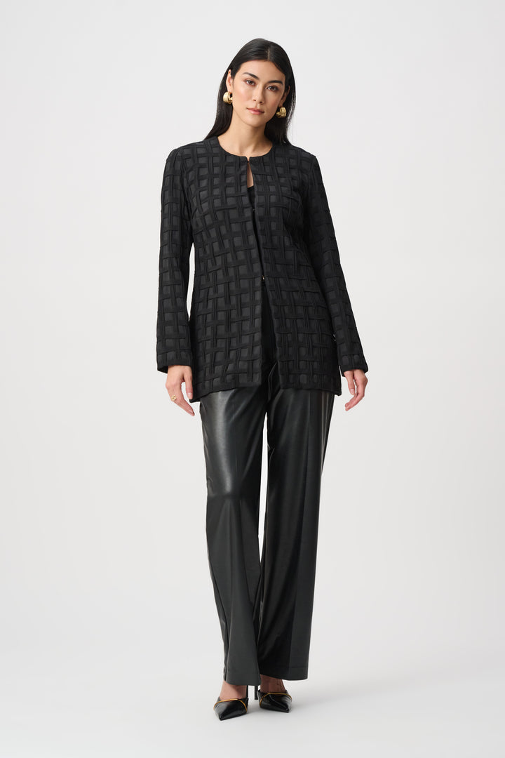 Textured Jacquard Collarless Jacket Style 263083