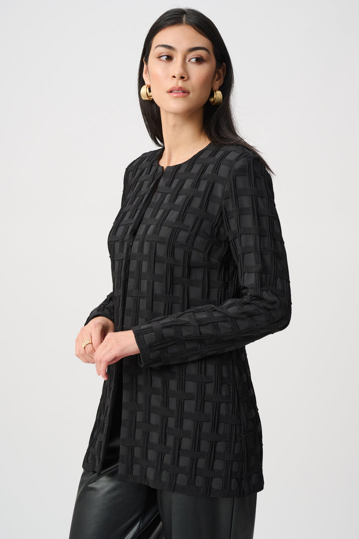 Textured Jacquard Collarless Jacket Style 263083