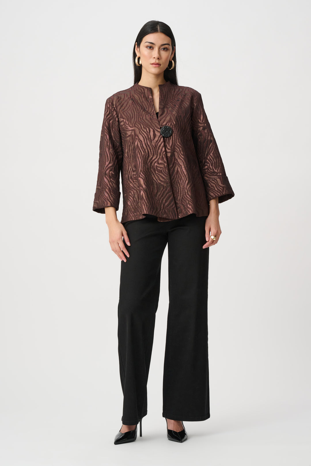 Woven Jacquard Animal Trapeze Jacket Style 263084