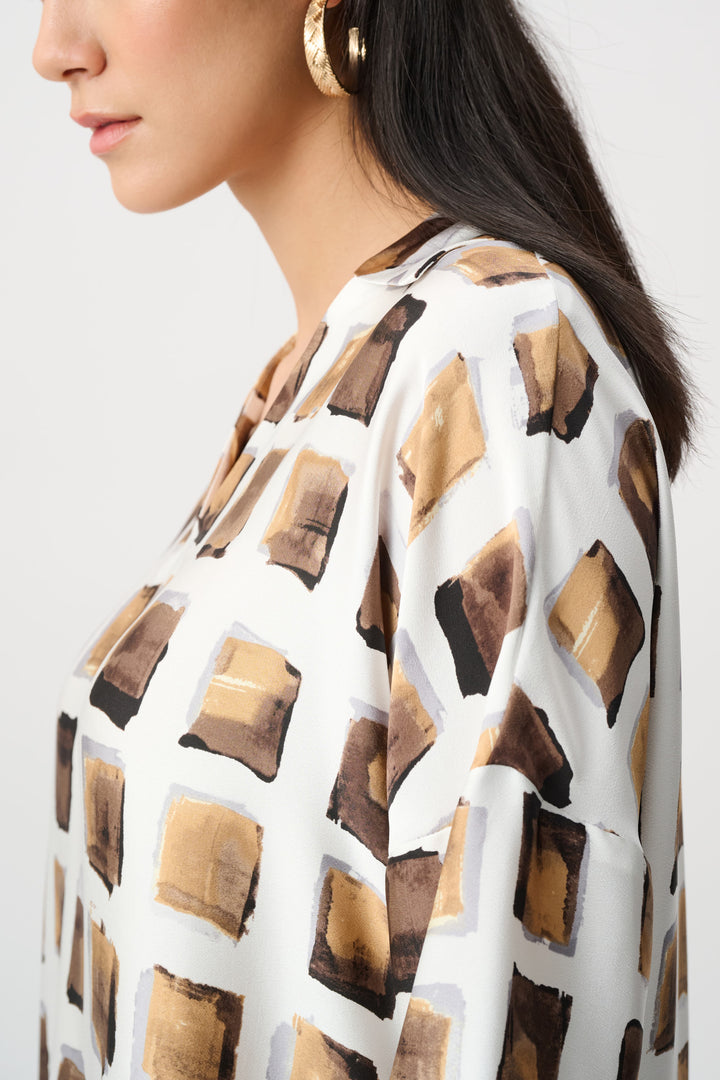 Recycled Satin Geometric Print Boxy Top Style 263088