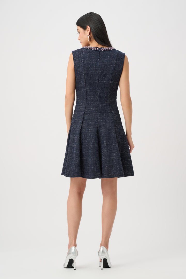 Lurex Boucle Flounce Dress with Pearl Trim Style 263092