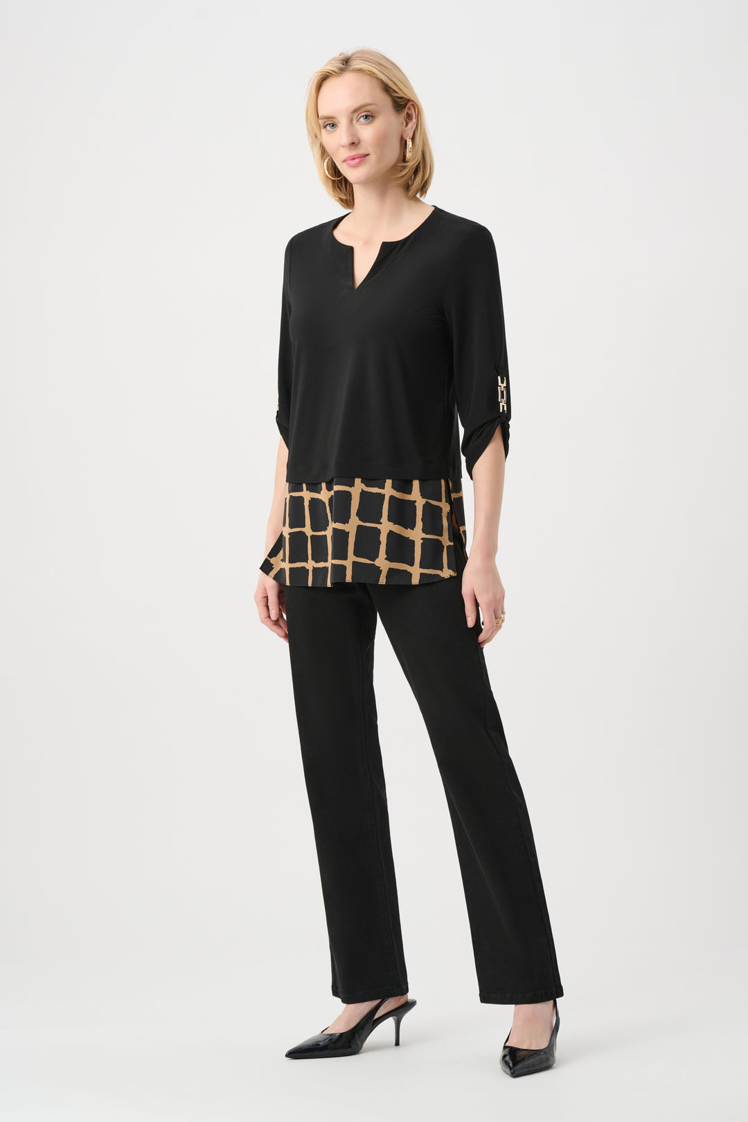 Silky Knit Abstract Print Straight Tunic Style 263094