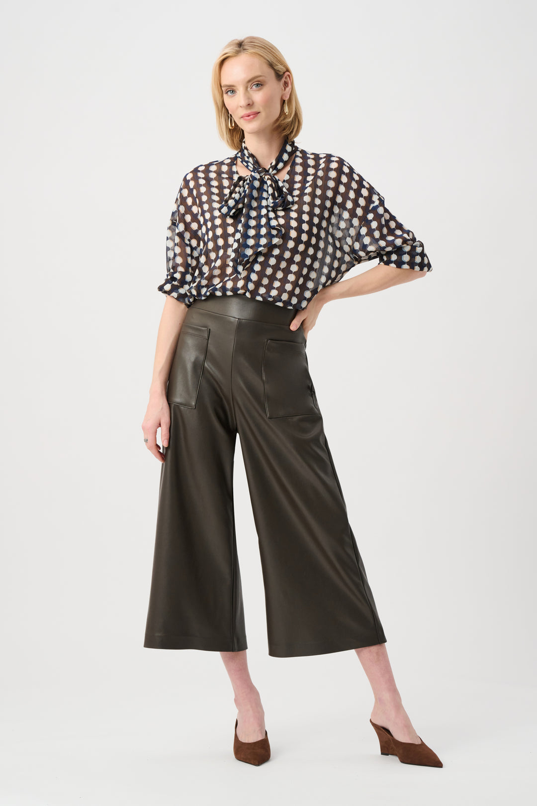 Leatherette Pull-On Culotte Pants Style 263096