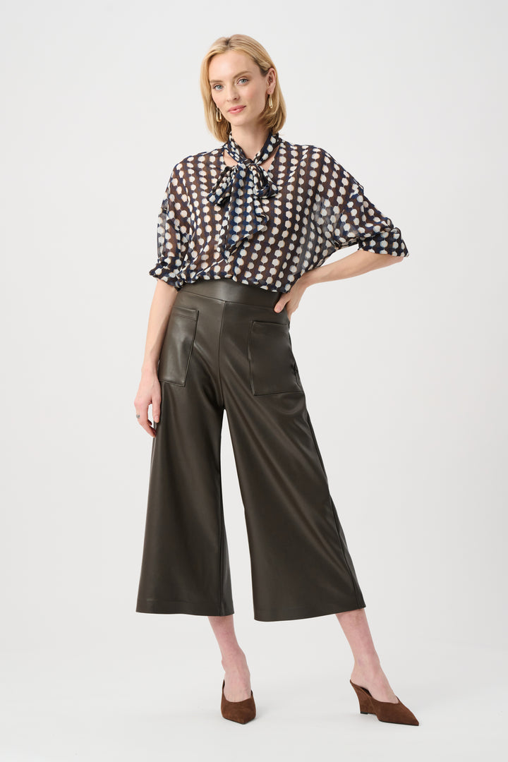 Leatherette Pull-On Culotte Pants Style 263096