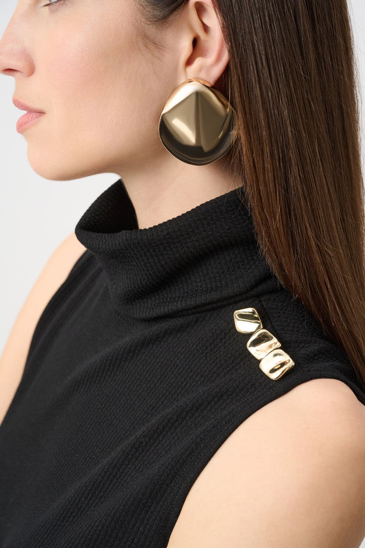 Jacquard Sweater Knit Fitted Turtleneck Top Style 263101