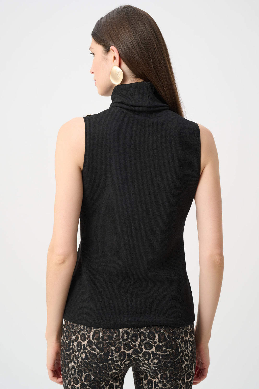 Jacquard Sweater Knit Fitted Turtleneck Top Style 263101