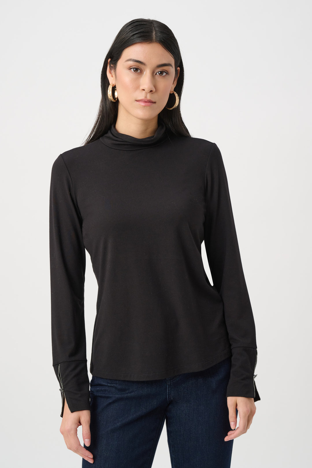 Jersey Fitted Mock-Neck Top Style 263103