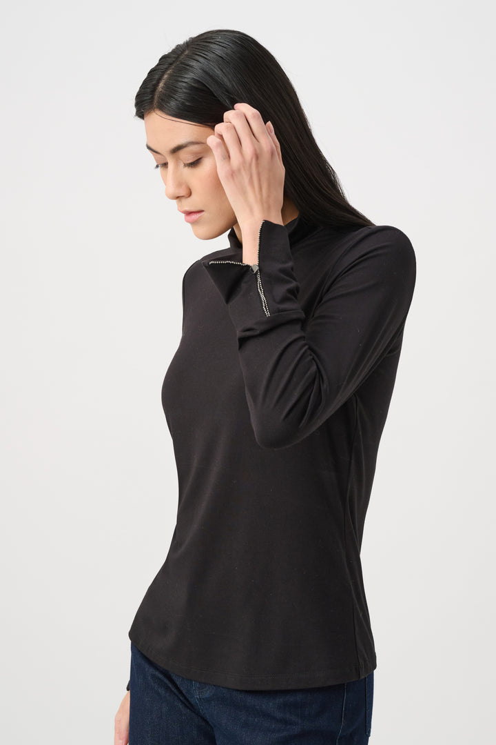 Jersey Fitted Mock-Neck Top Style 263103