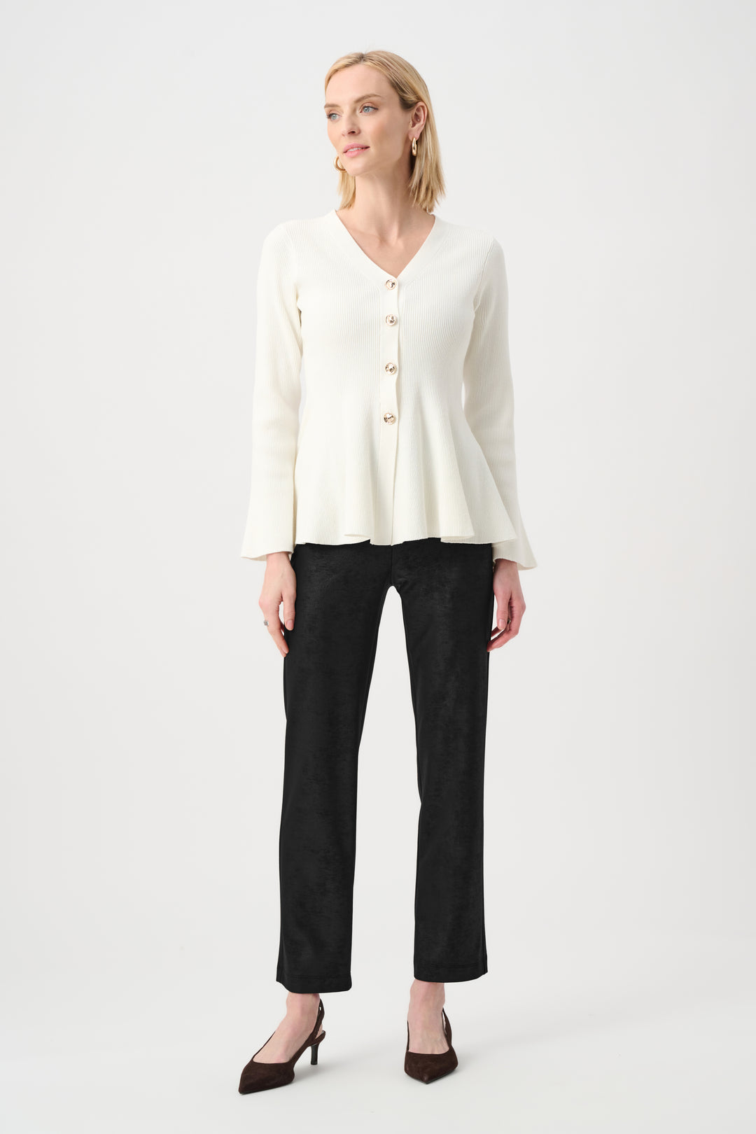 Foiled Silky Knit Straight Pull-On Pants Style 263104