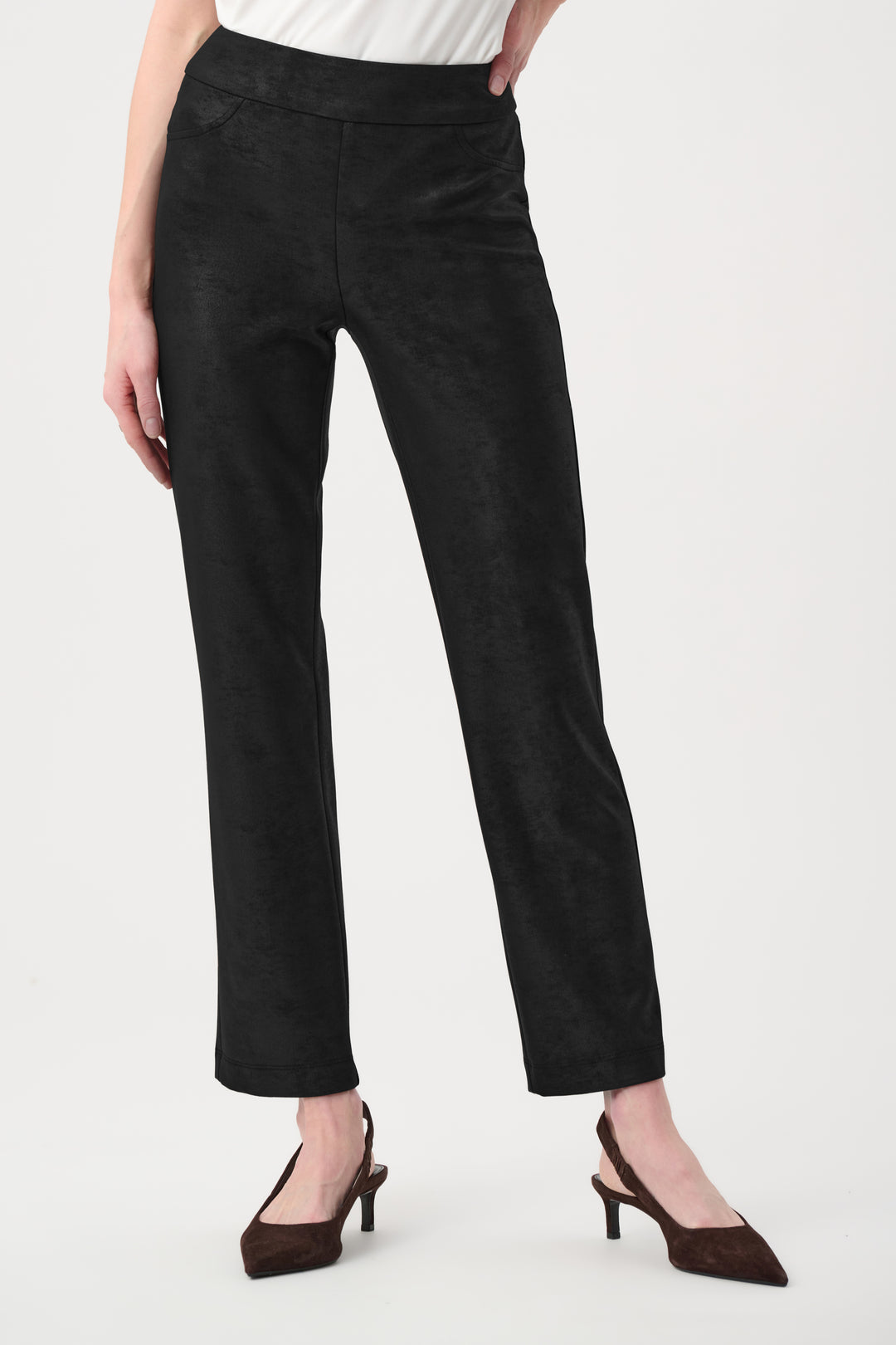 Foiled Silky Knit Straight Pull-On Pants Style 263104