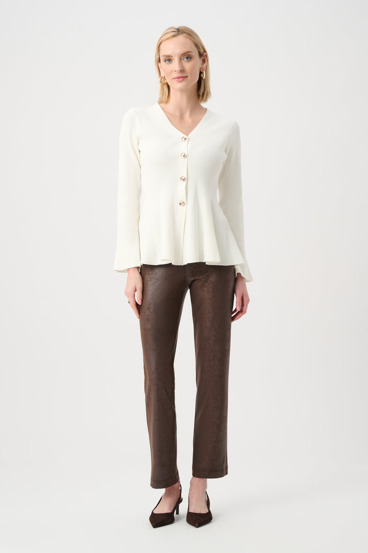 Foiled Silky Knit Straight Pull-On Pants Style 263104