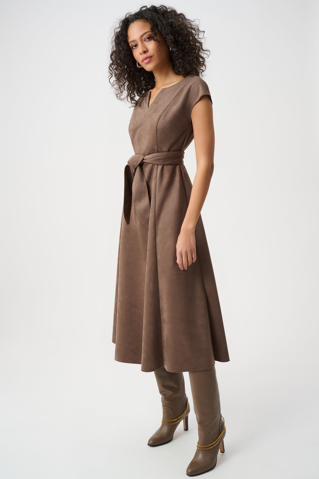 Scuba Suede Fit-and-Flare Dress Style 263105