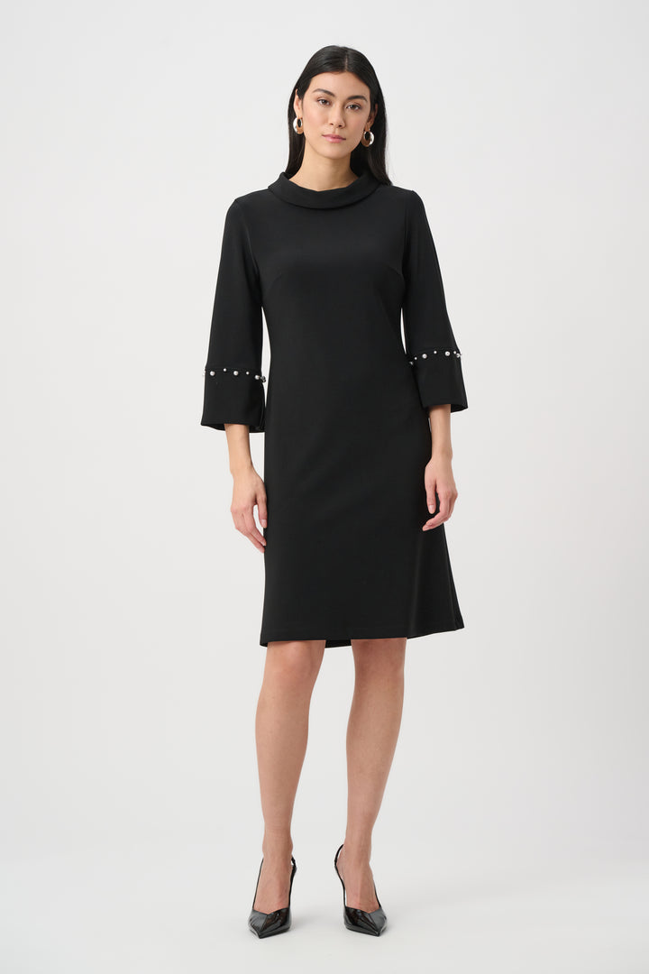 Silky Knit A-Line Dress With Pearl Detail Style 263115