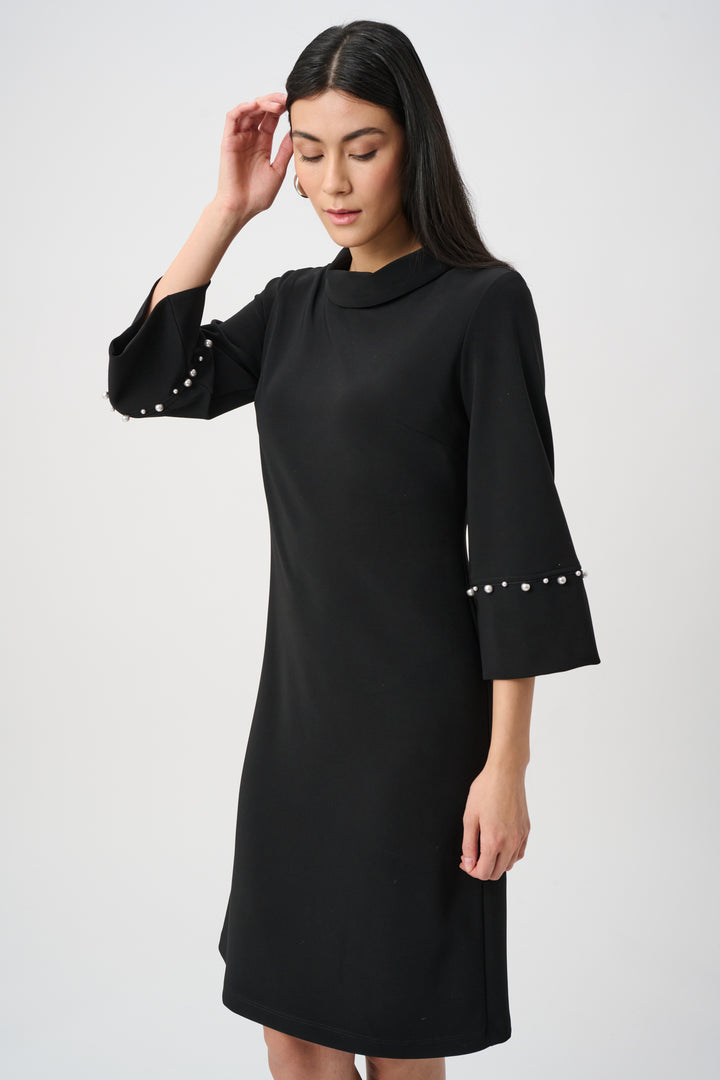 Silky Knit A-Line Dress With Pearl Detail Style 263115