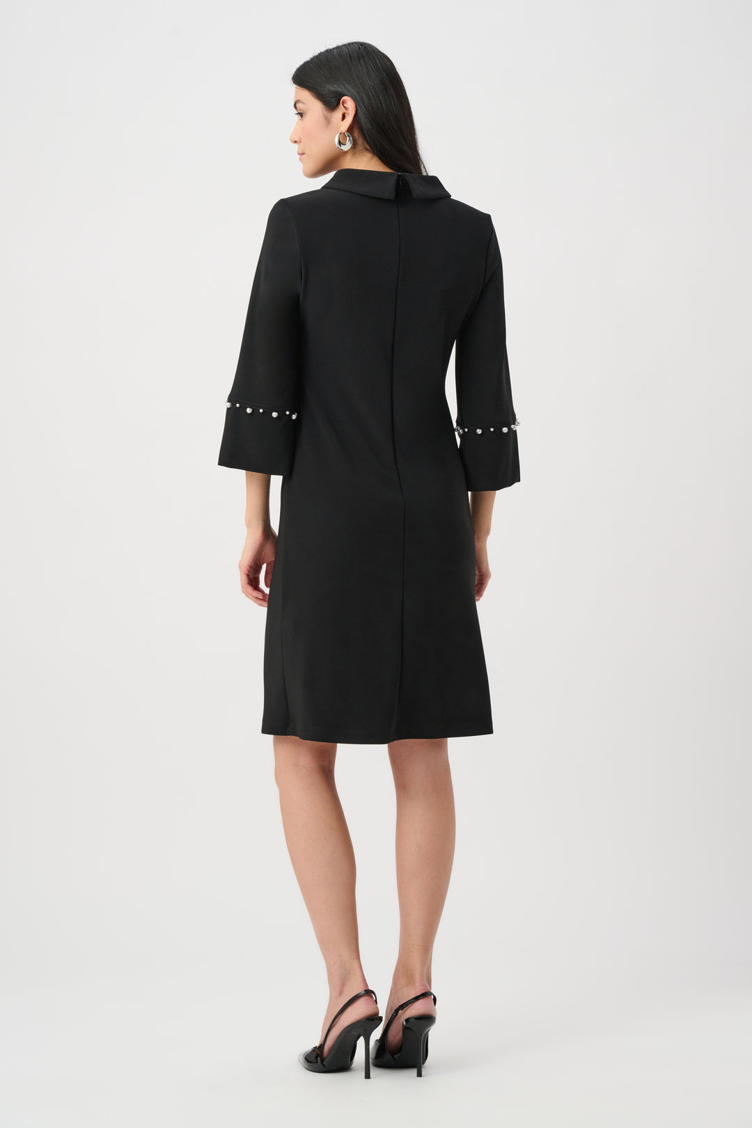 Silky Knit A-Line Dress With Pearl Detail Style 263115