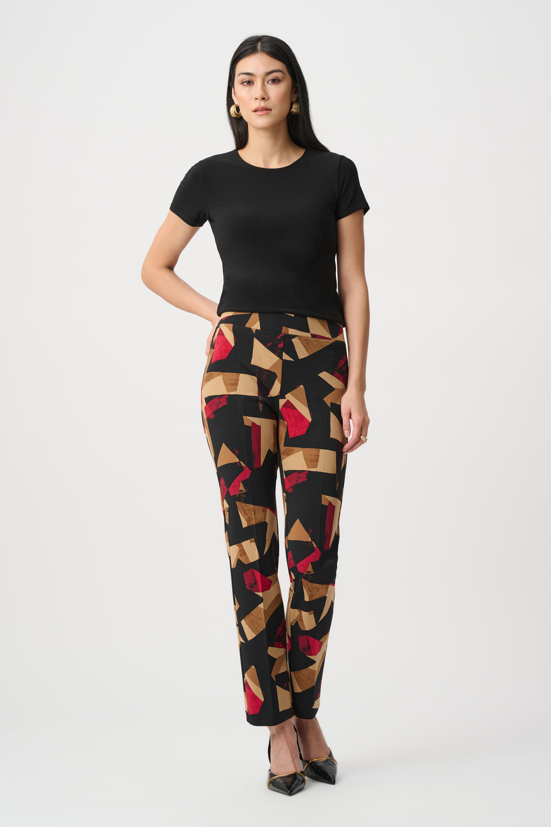 Silky Knit Abstract Print Straight Pull-On Pant Style 263119