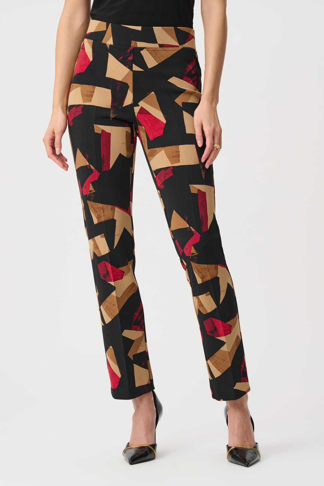 Silky Knit Abstract Print Straight Pull-On Pant Style 263119