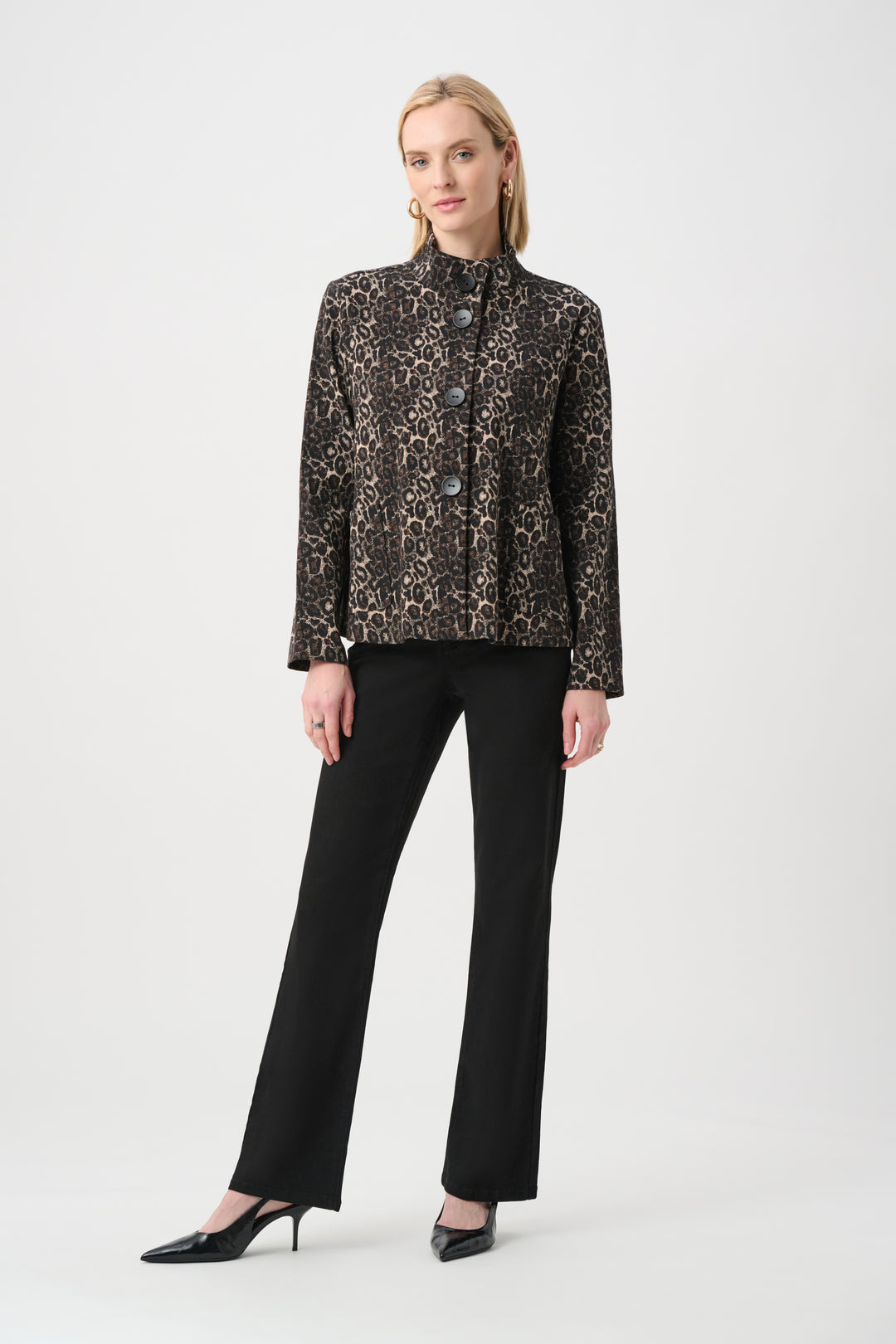 Jacquard Animal Print Trapeze Jacket Style 263124