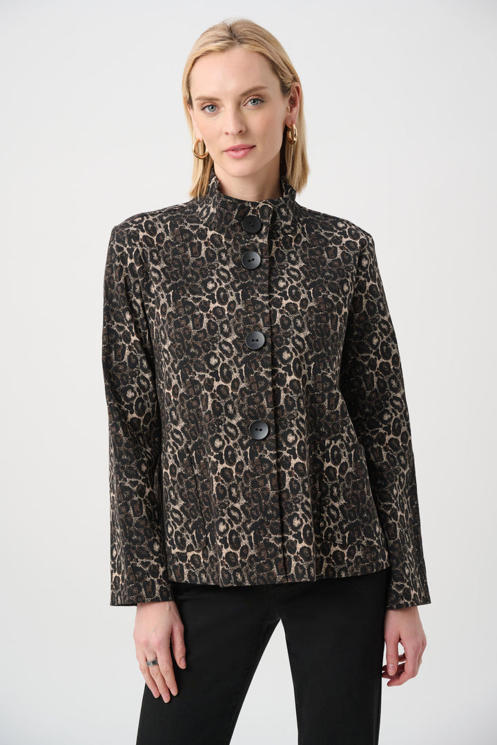 Jacquard Animal Print Trapeze Jacket Style 263124
