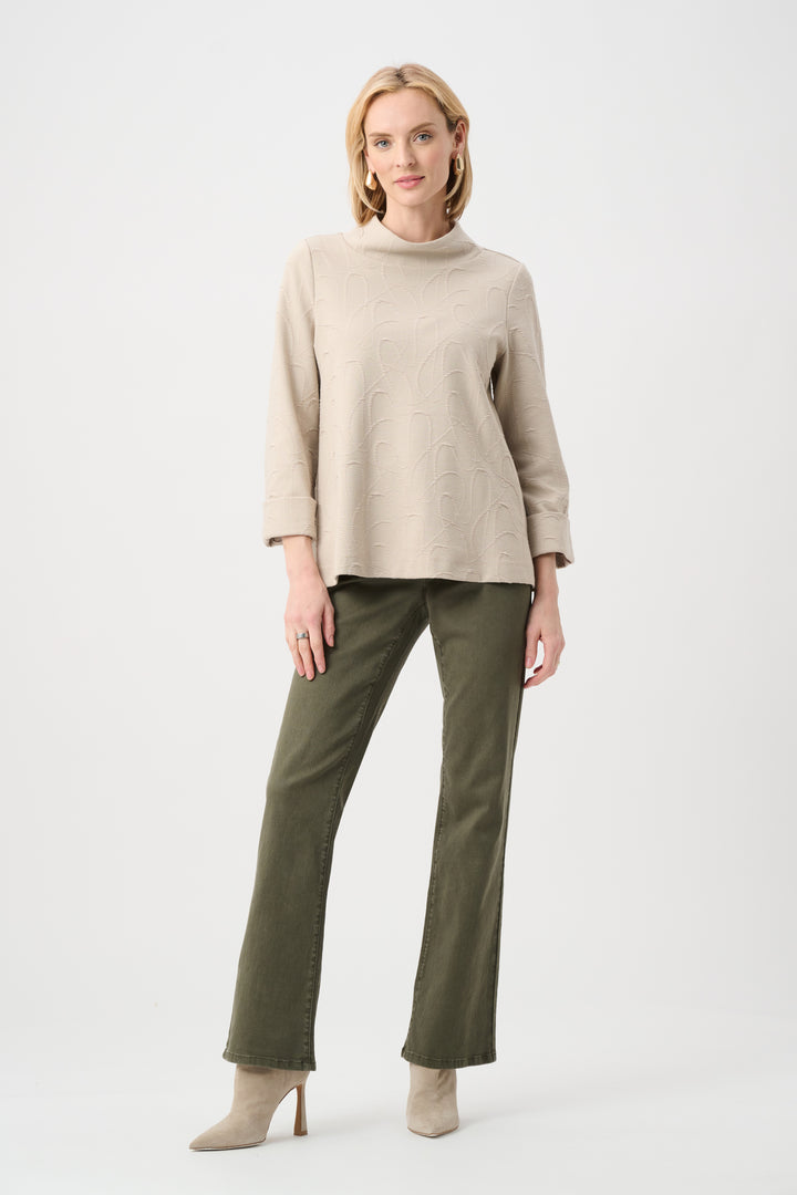 Jacquard Sweater Funnel Collar Trapeze Top Style 263126