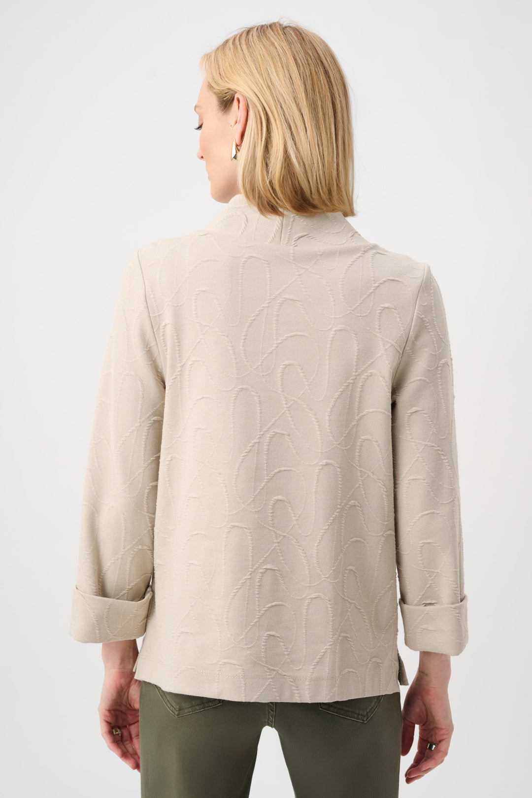 Jacquard Sweater Funnel Collar Trapeze Top Style 263126
