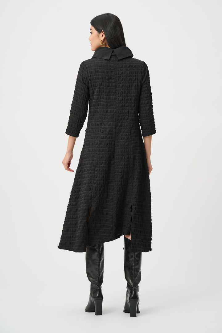 Bubble Jacquard Trapeze Dress With Memory Cowl Style 263132