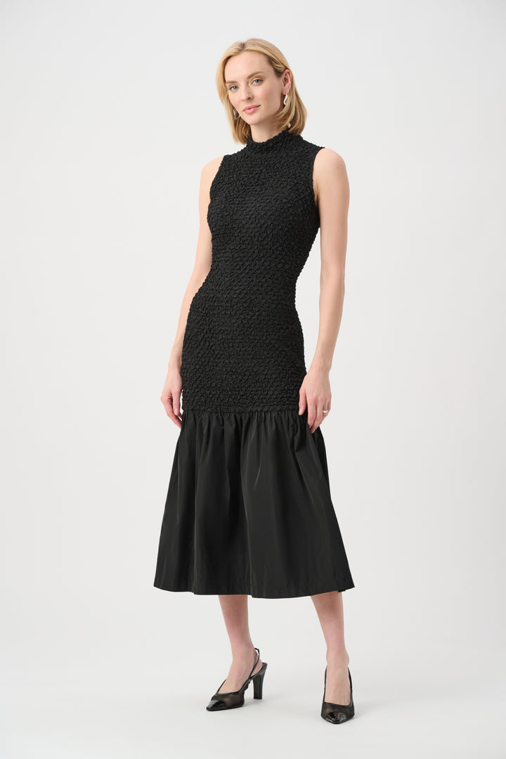 Textured Jacquard Flounce Dress With Memory Style 263133