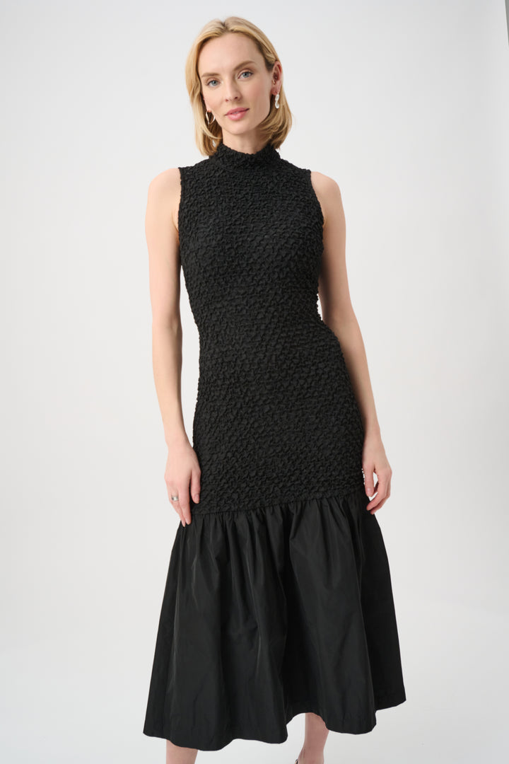 Textured Jacquard Flounce Dress With Memory Style 263133