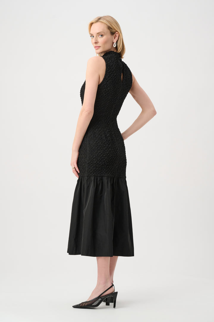 Textured Jacquard Flounce Dress With Memory Style 263133