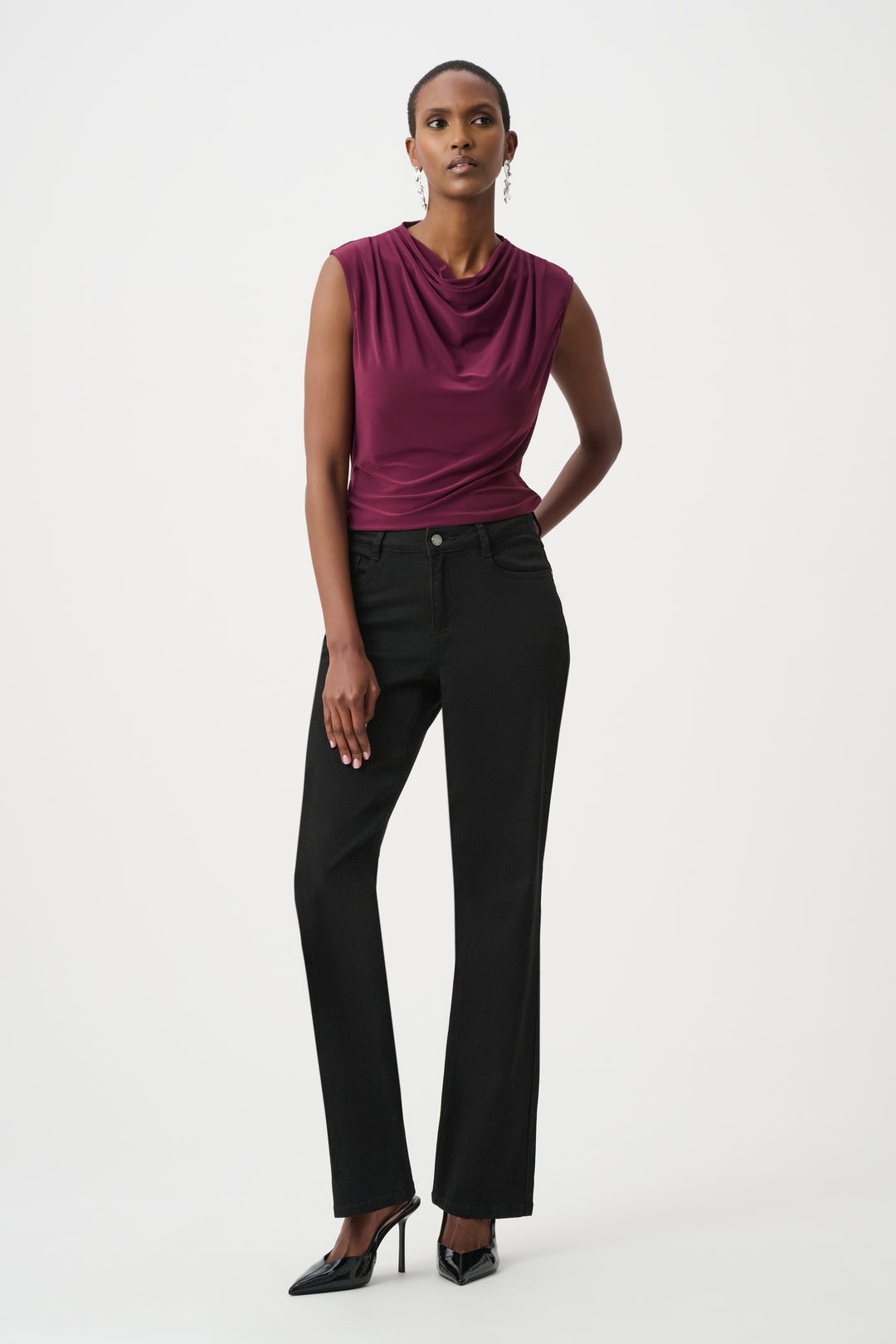 Silky Knit Sleeveless Cowl-Neck Top Style 263140