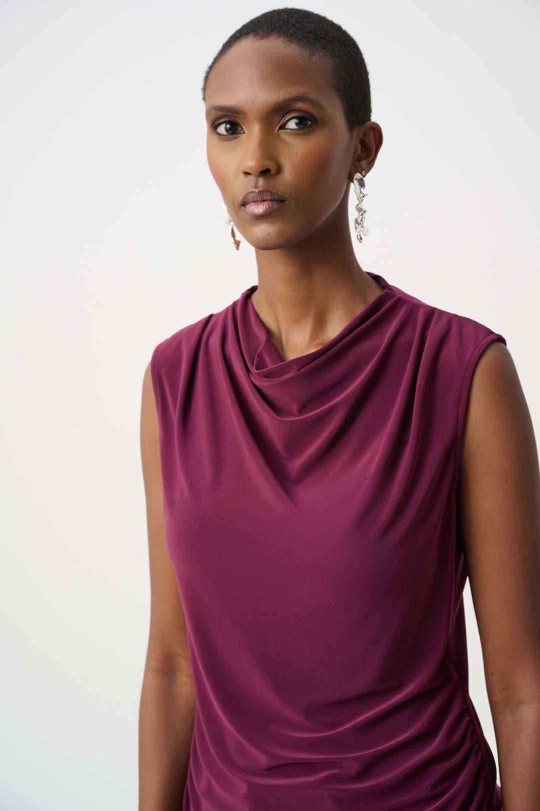 Silky Knit Sleeveless Cowl-Neck Top Style 263140