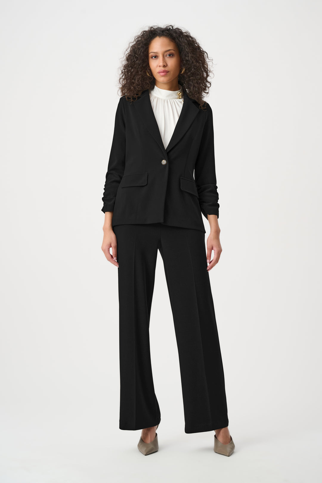Melange Silky Knit Straight Blazer Style 263144