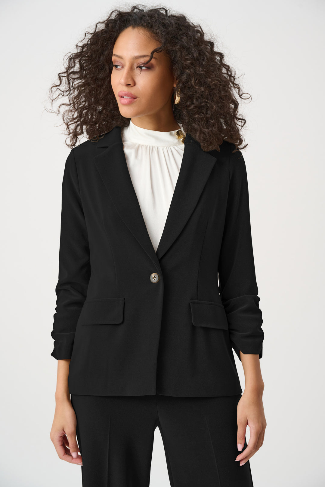 Melange Silky Knit Straight Blazer Style 263144