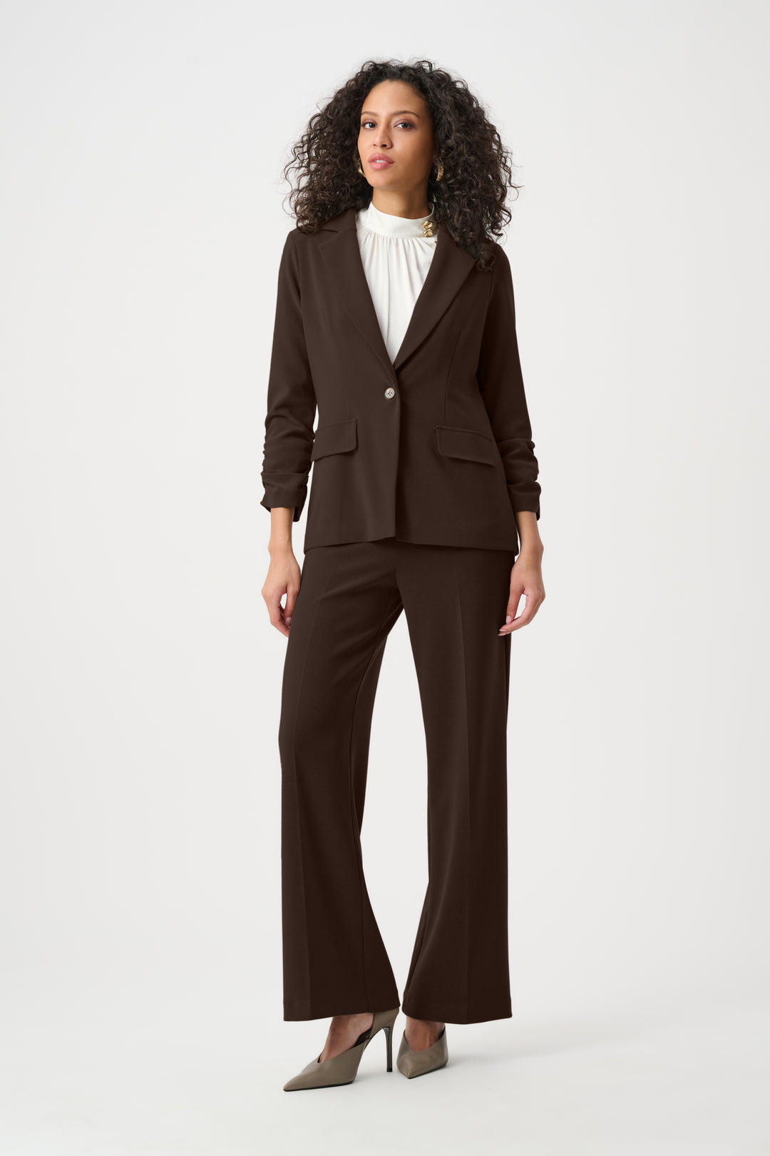 Melange Silky Knit Straight Blazer Style 263144