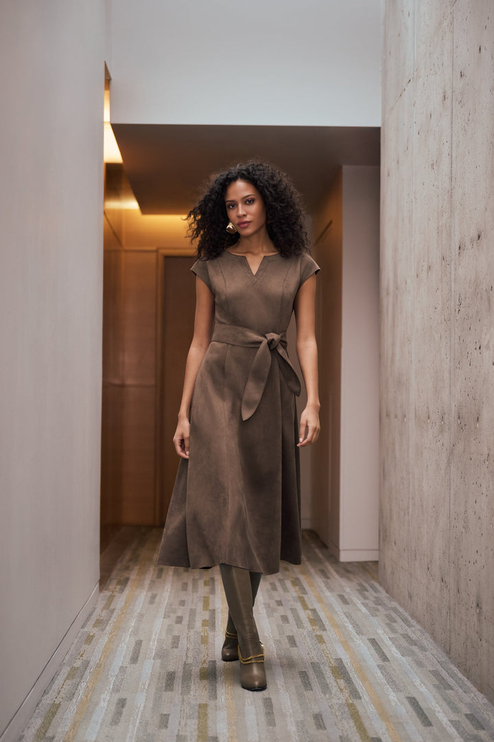 Scuba Suede Fit-and-Flare Dress Style 263105