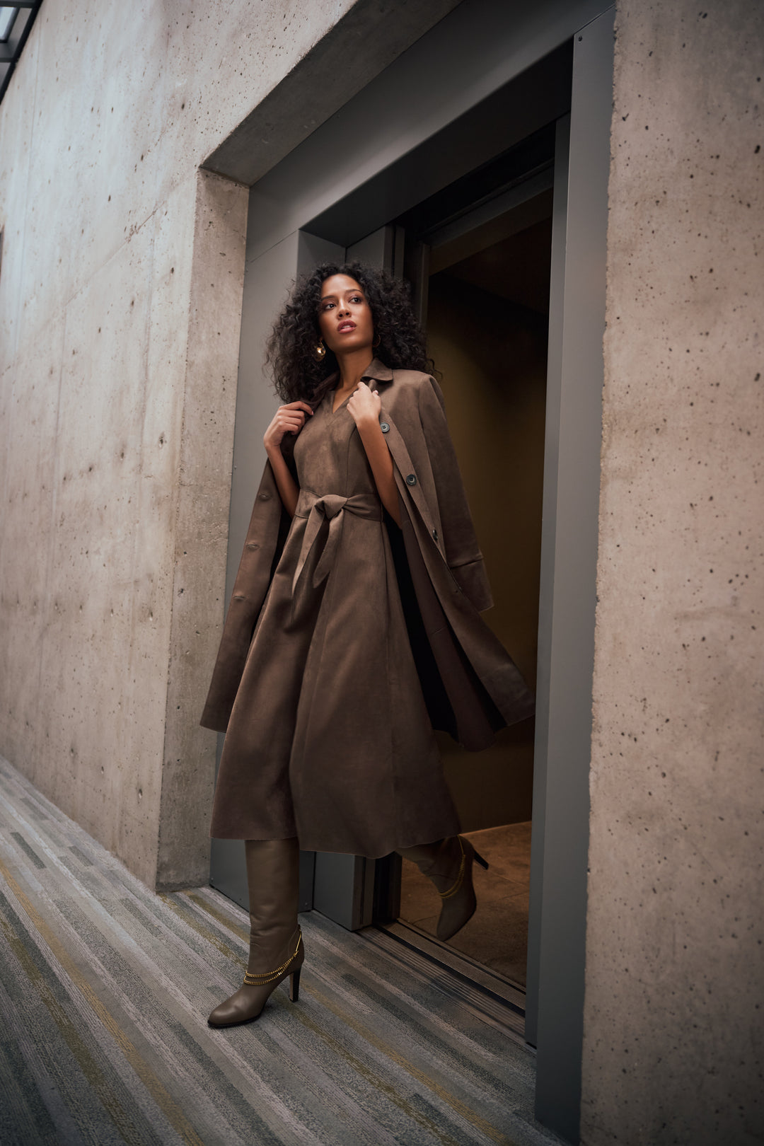 Scuba Suede Straight Coat Style 263146