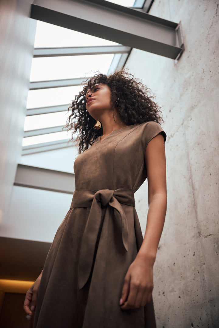 Scuba Suede Fit-and-Flare Dress Style 263105
