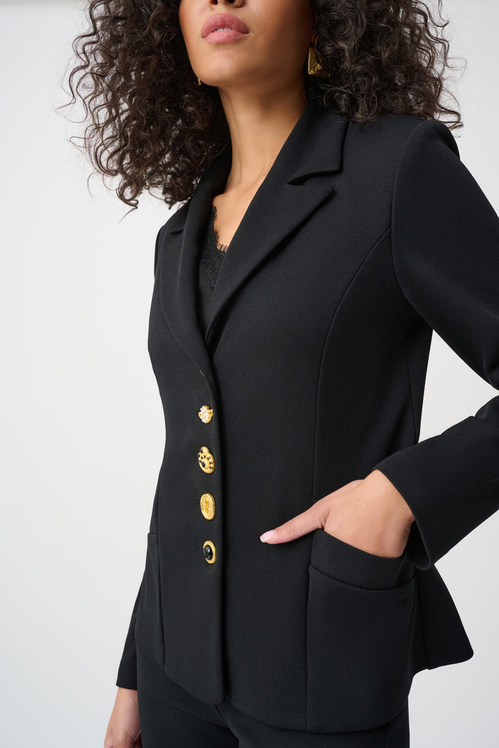 Scuba Crepe Fitted Blazer With Statement Buttons Style 263151