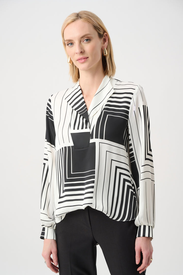 Recycled Satin Geometric Print Boxy Top Style 263153
