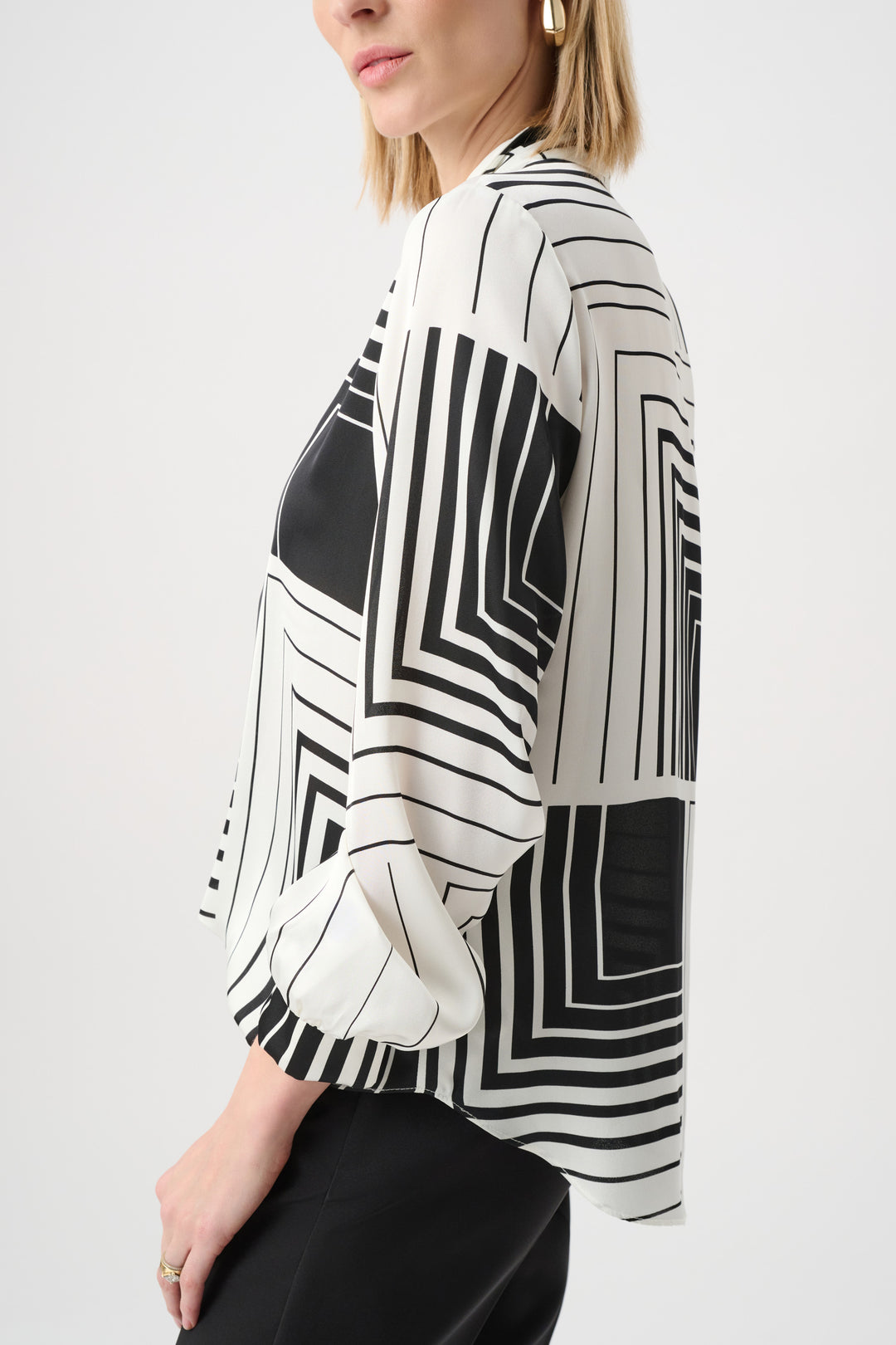 Recycled Satin Geometric Print Boxy Top Style 263153