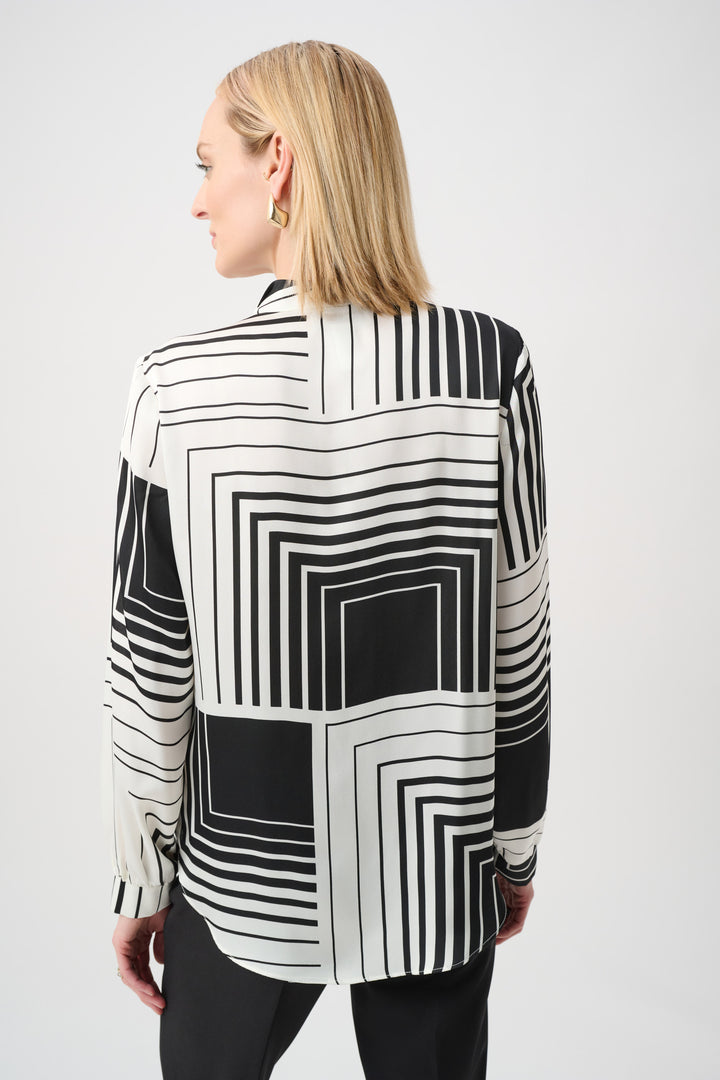 Recycled Satin Geometric Print Boxy Top Style 263153