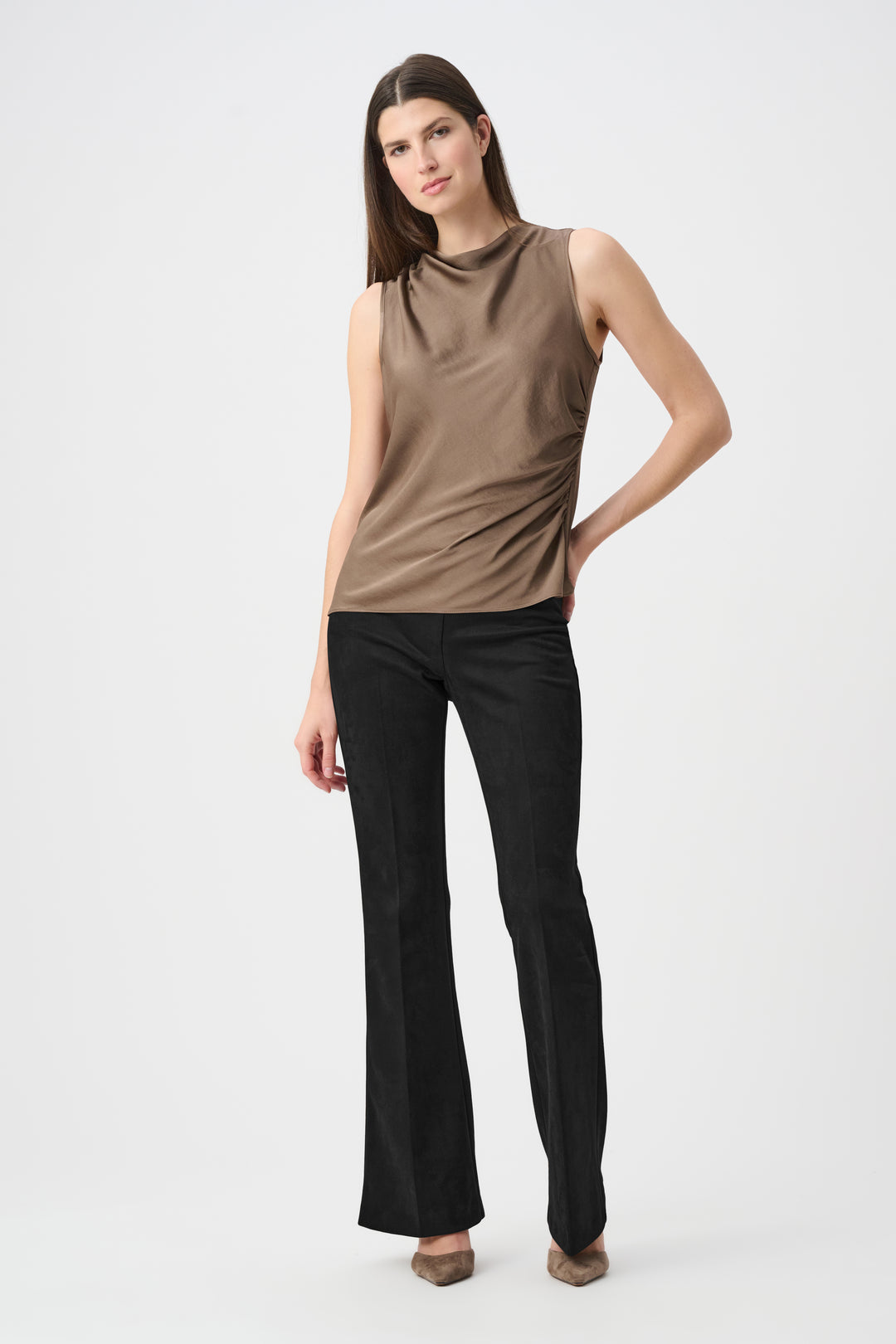 Scuba Suede Flared Pull-On Pants Style 263160