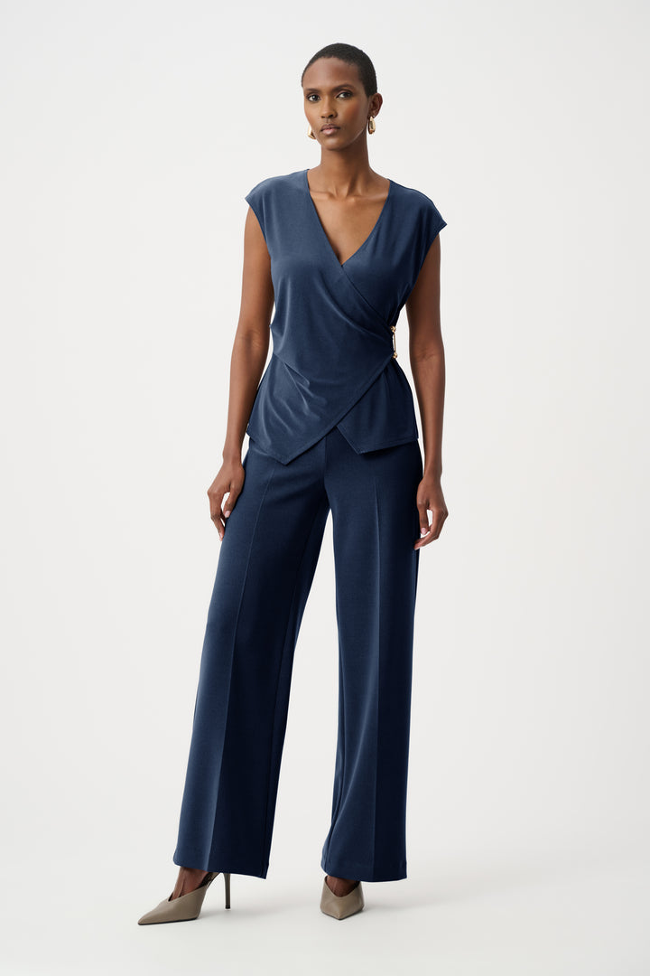 Melange Silky Knit Fitted Wrap Top Style 263161