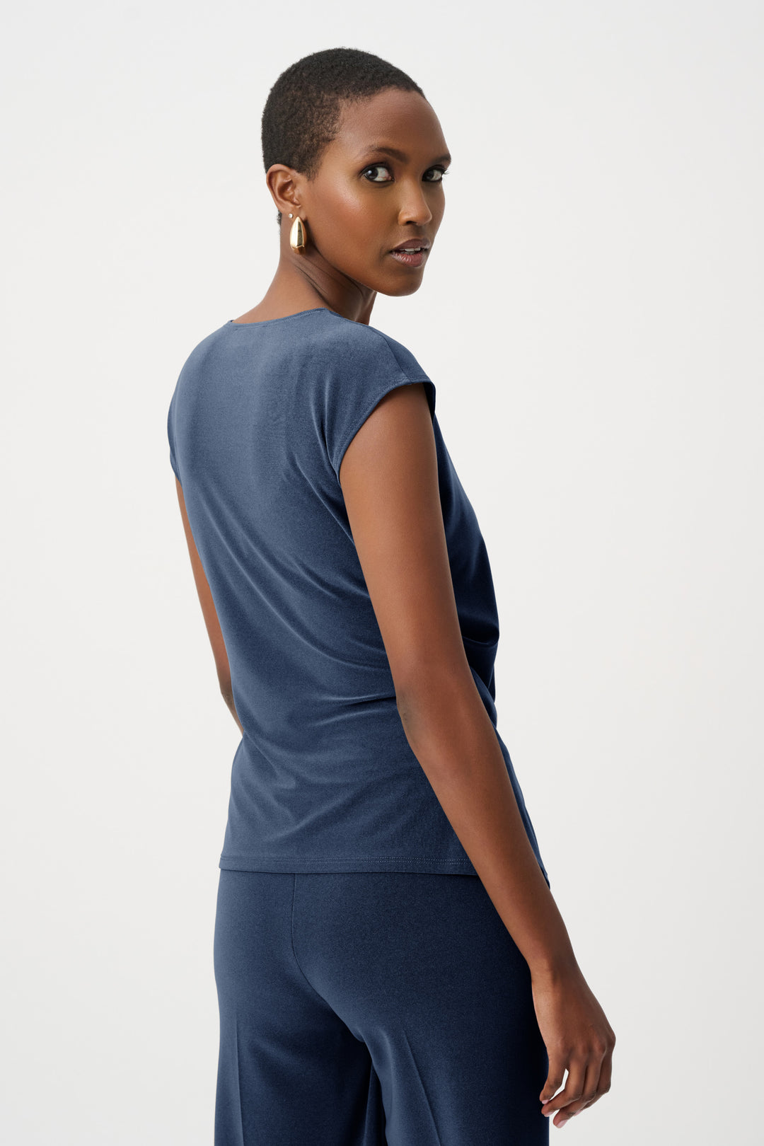 Melange Silky Knit Fitted Wrap Top Style 263161