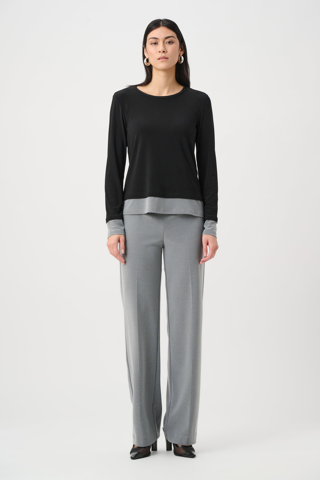 Silky Knit Color Block Straight Top Style 263165