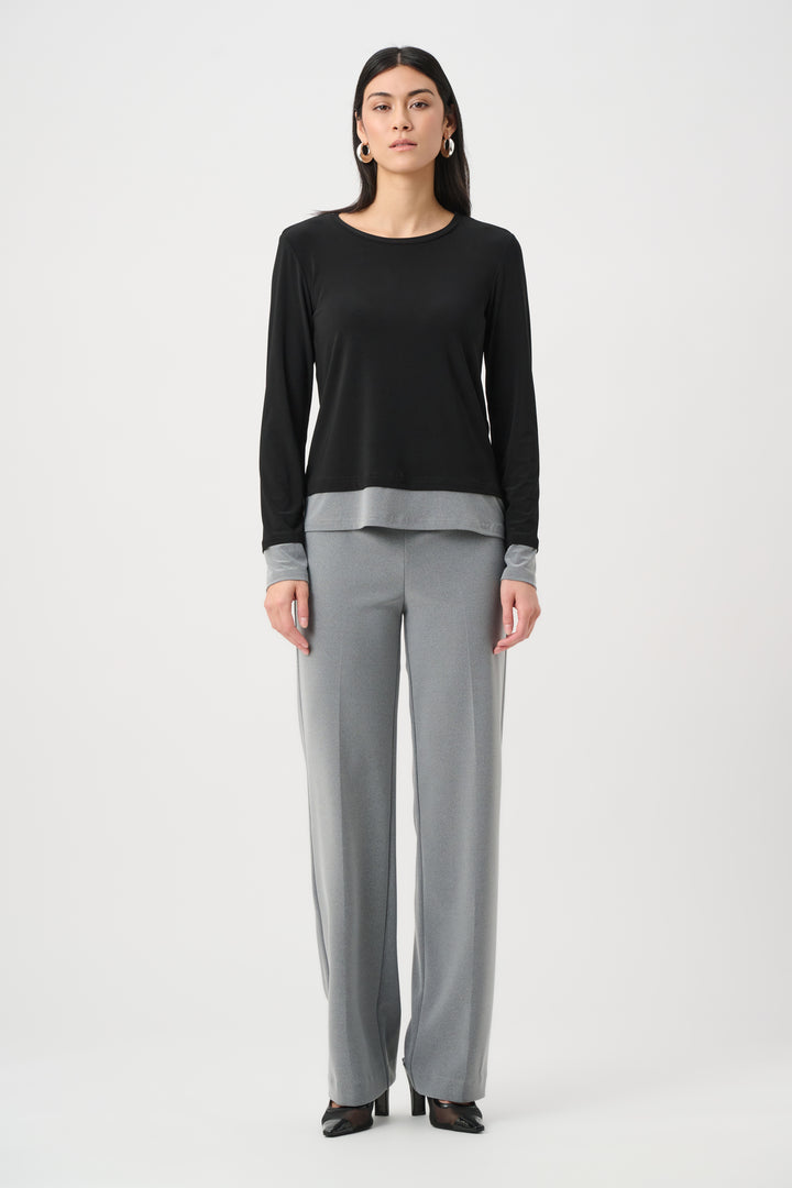 Silky Knit Color Block Straight Top Style 263165