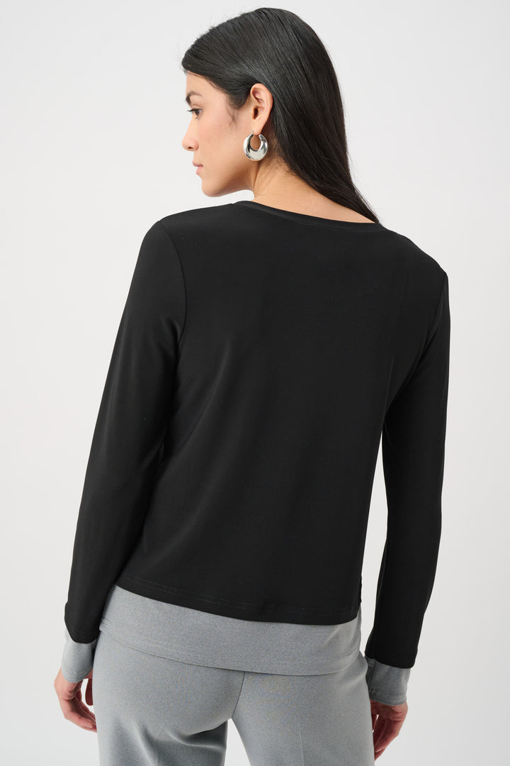 Silky Knit Color Block Straight Top Style 263165